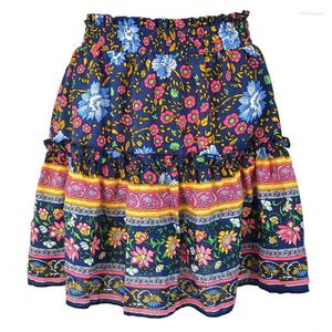 Spódnice vintage mini spódnica y2k plisowana kobiety streetwear sexy szkolny ładunki dziewczyny boho plażowe modne drukowanie kwiatowe szorty