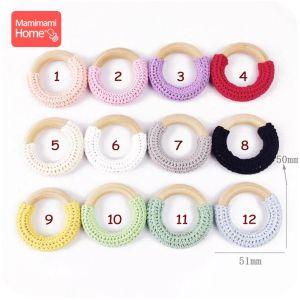 Blocks 20pc 50mm baby wooden teether ring toys Crochet rattle DIY pendant Wood Blank Circles Baby Bite Ring Nurse Gift Children'S Goods