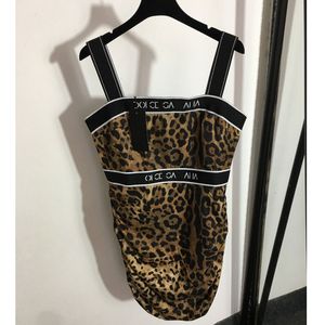 2024 Projektanci Podstawowe sukienki swobodne ubranie damskie nowe seksowne lampartek list z drukiem Web dedan Elastyczna sukienka z chudą kawą