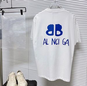 Verão nova letra de tendência de designer de Paris Letra de tendência impressão masculina e feminina no pescoço de manga curta de manga curta camiseta casual