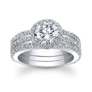 Valor Promise Lab Lab Ring Conjunto 14K Braia de casamento de ouro branco anéis para mulheres para mulheres Presente de joias de aniversário de noiva