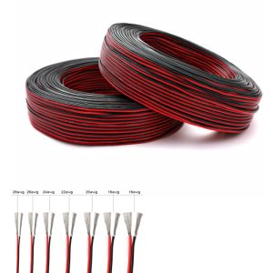 Glühbirnen 5/10meter 2 Stift Elektrische Drähte 26/26/22/20/18/16 AWG Red Black Flat Bad Lautsprecher Kabel Lautsprecher Draht für LED -Auto -Audioanschluss