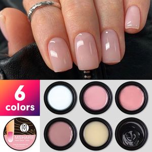 MSHARE 6PC Builder Extensão de unhas Conjunto de gel de auto -nivelamento nude alinhamento de caramelo branca branca clara de baixa queimadura de trabalho de unhas de calor 10ml 240430