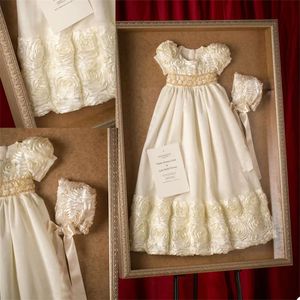 Baby Lace For Classy Girls Christening Dresses Appliqued Ruffles Satin Pearls Long Baptism Dress Taffeta First Communication Gowns