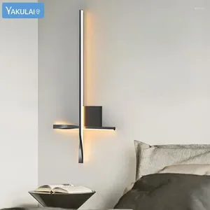 Wall Lamp Simple Led Lights Nordic Modern Living Room Tv Background Black White Home Indoor Lighting Decor Strip Lamps