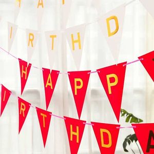 Bannerflaggor Bronze Letter Pennant Happy Birthday Letter Party Happy Birthday String Flag Banner Pull Flag Decoration S1239