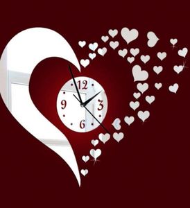 Новое зеркало Lovely Hearts Wall Art Clock Deal Diy Mirror Watch Safe Новинка Украшение детские часы Home Decor Y2001103657553