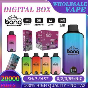 Bang Puffs 20000 Einweg -Vapes Doppelheizdrahtwanderer 20k Mesh Spule Puff 20k Digital Smart LCD -Bildschirm Elektronische Zigarette 650mAh wiederaufladbar Puffstange