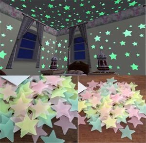 300 st 3d stjärnor glöd i de mörka väggklistermärkena lysande fluorescerande väggklistermärken för barn baby rum sovrum tak hem dekor4646560