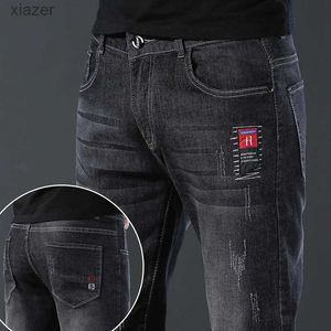 Мужские джинсы 2024 модные мужские модные модные удобные тонкие джинсы ретро -джинсы Мужские повседневные прямые ноги персонализированные черные серые джинсы wx