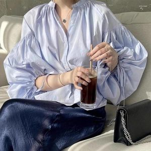 Frauenblusen Design o Hals kleiner Breauzed Schnürbluse 2024 Sommer Lose All-Match Lantern Sleeve Shirt Korean Chic Top Frau