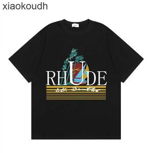 Rhude High End Designer Roupos para moda de rua e moderna coleta de manga curta Túnel abstrato de neblina solta camiseta casual com rótulos originais 1: 1