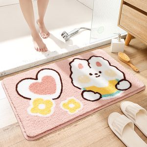 Ny tecknad kanin mode badrum djurmatta badkar fast färg plysch