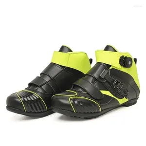 Cycling Shoes Casual Motorcycle Boots Men Motor Cowhide Leather Motorbike Riding Anti-slip Rubber Sole Accessories