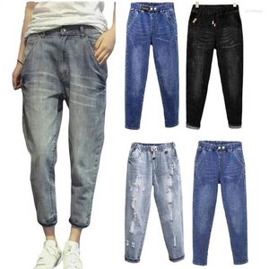 Women's Jeans Woman Elastic High Waist Loose Harem Pants Female Denim XL-6XL Elasticity Baggy For Body Weight 60kg -120kg