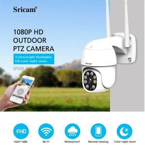 System Sricam SP028 1080p Starlight WiFi IP Kolor Nocna Vision IP66 Wodoodporna Outdoor CCTV PTZ Kamera AI Wykrywanie ludzkiego ciała