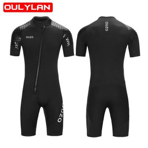 Anzüge OURLYLAN 3 mm Neopren Neopren -Männer Frauen Frauen Onepiefe warmer Schwimmwechsel Tauchen Badeanzug kurzer Triathlon -Neoprenanzug