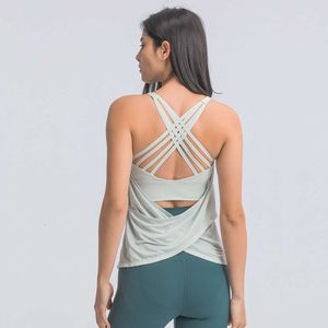 Yoga bra lu fly 1 ausrichten 2 in crosscross Yoga Fitnessstoms -Tanktops mit Inside Bra Frauen locker fit weich