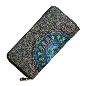 Wallets Oxford Embroidery Flower Multifunctional Zipper Long Purses For Women