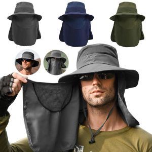 Hem föredrar utomhus UPF50+ Sun Hat Wide Brim Mesh Fishing Hatt med Neck Flap Sun Hat Wide Brim Fishing Hat With Neck Flap