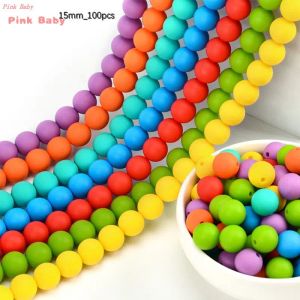 Blocchi 100 pezzi da 15 mm per perle di silicone perle per fentite per bambini per alimenti per alimenti per bambini Accessori per ciucini fai -da -te bidari giocattoli neonati
