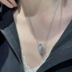 Swarovskis Necklace Designer Women Top Quality Luxury Fashion Pendant Three Rows Diamond Rose Gold Ring Buckle Double Ring Blue Diamond Transport Bead Necklace