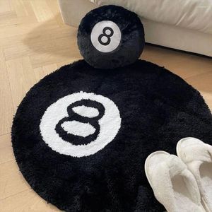 Mattor Creative 8 Ball Rug Indoor Home Decoration Spooky Halloween Gift Accent Round Tufting Soft Horror Movie Mat