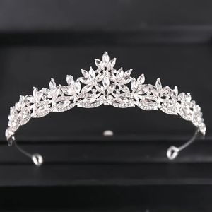 Luxury Rhinestone Bridal Crown Headpiece Silver Plated Crystal Ball Watch Dial With Wedding Hair Accessories SMycken Crown 240430