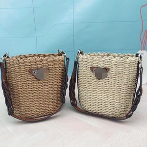 Kadınlar için saman çantalar el dokuma kova saman çantası küçük saman çanta yaz plajı el çantası