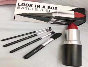 New Makeup lipstick Brand Look In A Box Basic Brush 4pcsset brushes set with Big Lipstick Shape Holder MakeupTOOLS3328990