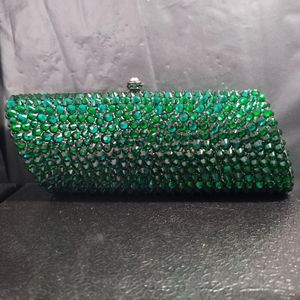 Lady Champagne Stone Clutch Bag For Female Green Evening Wedding Bridal Clutches Bridesmaid Handbag Party Rhinestones väskor 240506