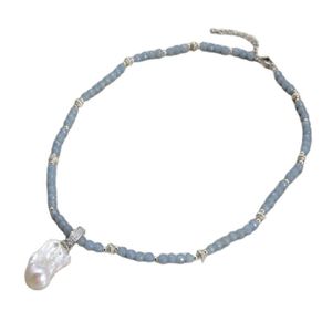 Gioielli Guaiguai Naturale 6mm Blue Angelite Collana coltivata Keshi Pearl Ciondolo per donne GEMS VERE GEMS Stone Lady Fashion Jewe1951122