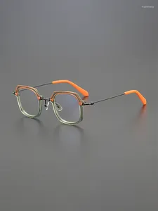 Solglasögon ramar nisch personlighet ultraljus titanglasögon ram manlig stor ansiktsdesigner litterär fyrkantig optisk recept