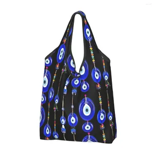 Storage Bags Evil Eye Grocery Shopping Bag Cute Shopper Shoulder Tote Large Capacity Portable All Seeing Art Handbag