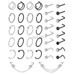 Artes do corpo 1pcs 20g nariz anéis para mulheres piercings jóias aros de forma l parafuso de forma 316l aço inoxidável cirúrgico para homens mulheres d240503