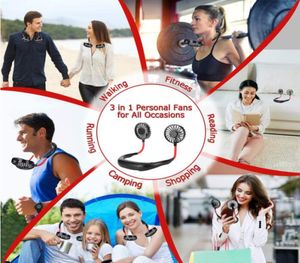 Portable Hanging Neck Sports Fan Hands USB Rechargeable Wearable Neckband Fan 3 Level Air Flow Hanging Neck Fan Party Favor C6690517