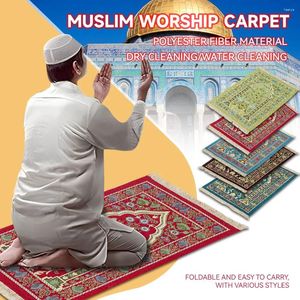 Carpetes Oração de tapete de adoração muçulmana não deslizamento macio manto tapete chenille islâmico tecido de tecido eid decoração ramadã utensílios de igreja