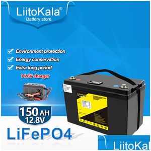 Batteries Liitokala 12.8V 150Ah Lifepo4 Battery Pack 12V150Ah Lithium Iron Phosphate Deep Circating For Marine Motor Inverter With 1 Dhk9Q