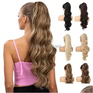 Chignons 26 Dstring Ponytail Long Wavy Natural Soft Extension Synthetic Heat Resistant Curly Hairpieces For Women Drop Delivery Hair Dht1D