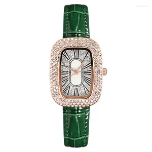 Avanadores de pulso Little Green Watch Women Feminino Minority Ovo Diamante Full Sky Star