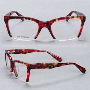 Acetat fyrkantiga glas ram retro halva kanten recept lins optisk glasögonmärke designer anti-fatigue läsglasögon solglasögon 215l