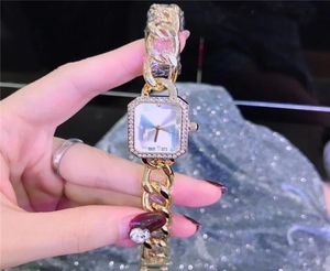 Relojes de Marca Mujer kvinnor tittar på varumärke gult guld rostfritt stål lyxiga dam armbandsur kvarts mode lyxsmycken spänne d9005464