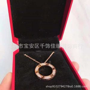 Cartre High End jewelry rings for womens New Circle Tag Necklace Simple Classic Mockbone Chain Original 1:1 With Real Logo and box
