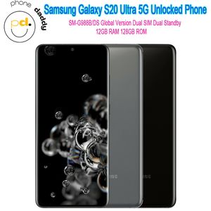 Оригинальный Samsung Galaxy S20 Ultra G988B/DS 5G Сотовый телефон 12 ГБ ОЗУ 128 ГБ ПЗУ 6.9 '' Snapdragon 865 Octacore Dual SIM -двойной резервный смартфон разблокирован