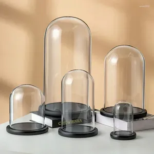 Bottles Bell For Display Globes Decorative Wood Base Dome DIY Centerpiece Glass Tabletop Case Clear Jar Snow Cloche