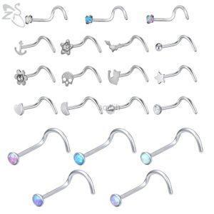 Body Arts Zs 1 pezzi Moon Heart Trans Fede Acciaio inossidabile Studio Blue Opal Nose Piercings Unisex Nostril Piercing Gioielli per piercing 20G 20G D240503