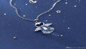 S925 Sterling Silver Crystal Angel Necklace Lady girl Lovely Angel Baby Necklace naive Superior quality Send a girlf2313941