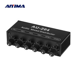 Усилители Aiyima Stereo Audio Signal Signal Poard Poard Driver Driver усилители смесителя дистрибьютор 3,5 мм 2 Way Input 4 Way Выход