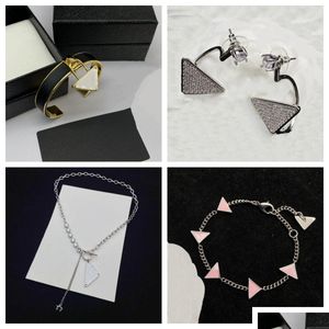 Bracelet, Earrings & Necklace New Fashion Top Look -Selling Esigner Pendant Necklaces Bracelet Jewelry Gifts For Women Anniversary Bi Dhx4P