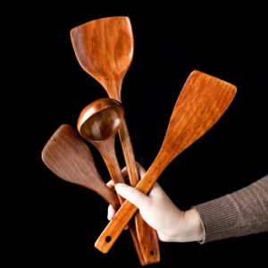 Utensilien Reislöffel Holzkochen Spatel Scoop Küche Utensil Nicht -Stick -Hand -Wok -Schaufel Haushalt Küchenwerkzeuge Zubehör Kochgeschirr Kochgeschirr Kochgeschirr